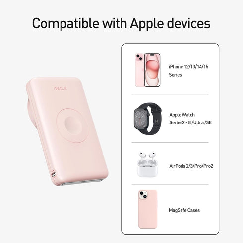 iWALK MAG-X Magnetic Wireless Power Bank 10000mAh, PD Fast Charging Portable Charger for iPhone 15/14/13/12 Series,