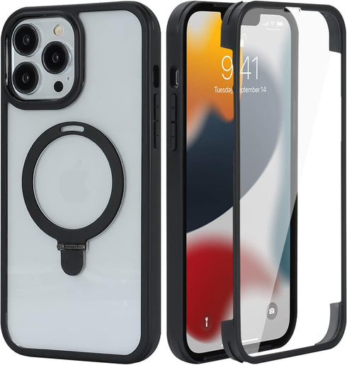 Cavor iPhone 12 & 12 Pro MagSafe Case with Built-in Screen Protector & Stand - Black Protective Phone Case