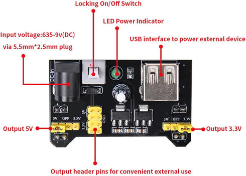 Electronics Basic Kit with Power Supply Module, Breadboard, Jumper Wire, LED, Resistor, 300+ pcs Sensors and Components