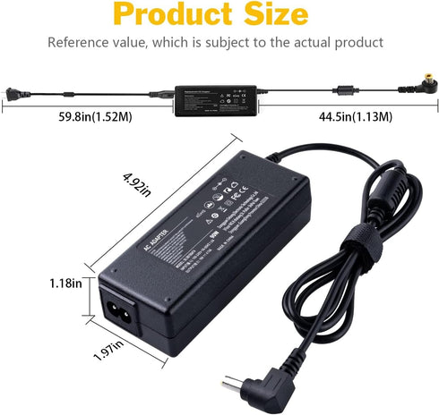 90W AC Adapter Laptop Charger for Toshiba Satellite C55 L505D L855 C675 PA3714U-1ACA Series and More Power Cord