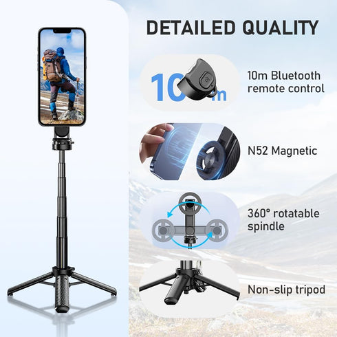 ehnoge 2025 4 1 360 New in Multifunctional Magnetic Selfie Stick, Universal Rotation Phone Tripod with Remote Control