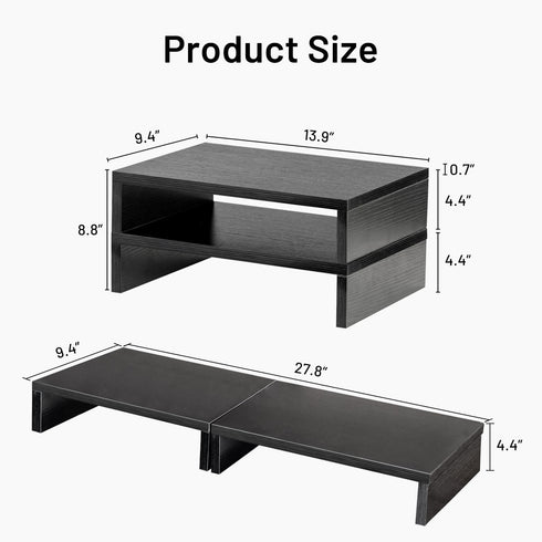 2 Pack, 2 Monitor Stand Riser for Desk Computer Stand Dual Monitor Riser, Monitor Stand Riser MDF Tier Adjustable
