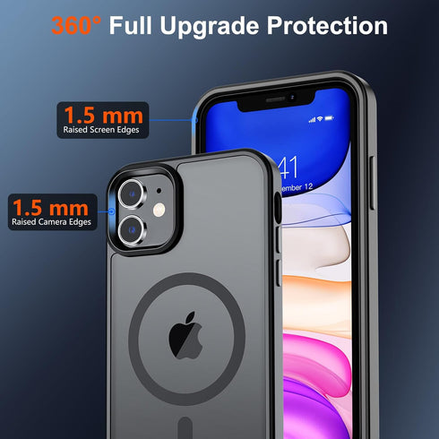 SUPFINE Magnetic iPhone 11 Case, Slim Translucent Matte Shockproof Cover with 10 FT Military Grade Drop Protection,