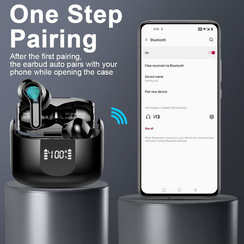 Wireless Earbud, Bluetooth Headphones 5.3, 40H Ear Buds with Noise Cancelling, IP7 Waterproof Sport for Android iOS