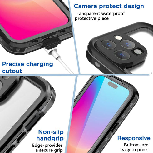 AICase Waterproof Case for iPhone 15 Pro, IP68 Certified Full Body Protection, Snowproof Dustproof with MagSafe (6.1")