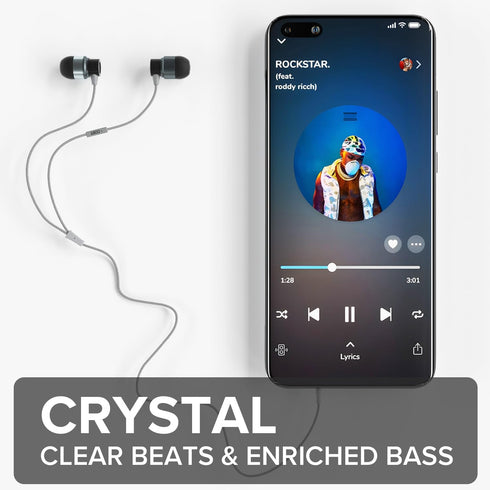 Coby Noise Isolating Metal Wired Earbuds, Tangle Free Braided Wire, Built-in Microphone, Noise Canceling Headphones