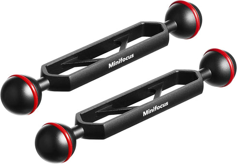 MINIFOCUS 6" Double Ball Aluminum Extension Arm, 1" Ball Head Connector, Underwater CNC Arm System for Strobe/Video