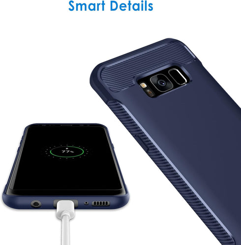 JETech Slim Fit Case for Samsung Galaxy S8, Thin Phone Cover with Shock-Absorption, Carbon Fiber Design, Blue