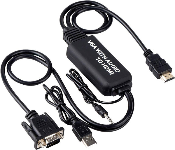 VGA to HDMI Adapter Cable 4ft with Audio for PC, Laptop to Monitor, Display, HDTV