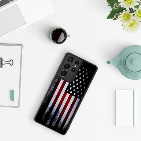 Tnarru Samsung Galaxy S21 Ultra Case - American Flag Pattern, Military-Grade Drop Protection, Anti-Scratch, Shockproof