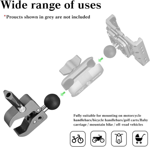 FANAUE Handlebar Base Mount Strong Rod Clamp, Compatible with RAM Mounts B Size Double Socket Arm