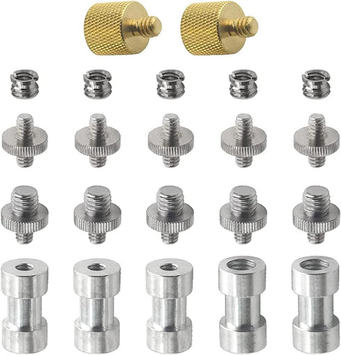 Camera Mount Screw Adapter Set, 22Pack 1/4 Inch and 3/8 Inch Tripod Threaded Screws for Camera Mono-pod Flash Light