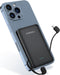 Slim Portable Charger 5000mAh, Compact Mini Power Bank with Built-in Cable for iPhones and Airpods