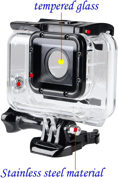 Suptig Replacement Waterproof Case Housing for GoPro Hero 7 Black, Hero 6, Hero 5 - Water Resistant up to 147ft (45m)