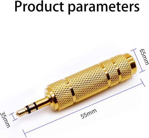 6PCS 3.5mm Male Plug to 6.35mm Female Stereo Jack Adaptor, Gold Plated Converter for Audio