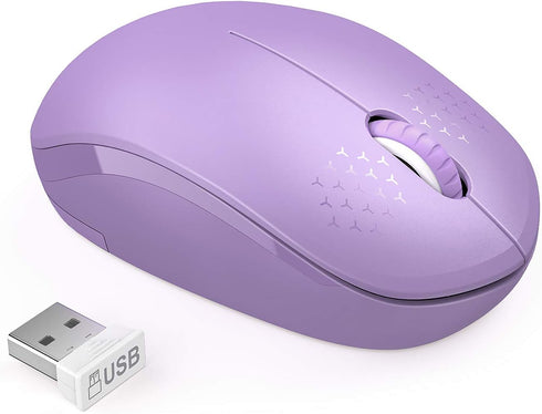 seenda Wireless Noiseless Mouse with USB Receiver for PC, Tablet, Laptop - Portable Cordless Mouse in Purple