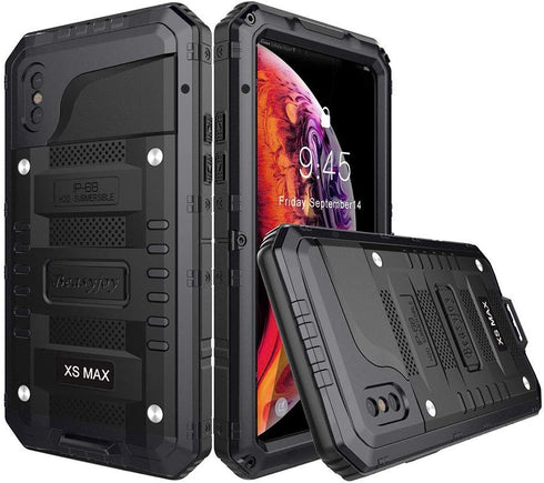Beasyjoy Waterproof Case for iPhone Xs Max, Metal Heavy Duty Durable Cover with Built-in Screen Full Body Protective