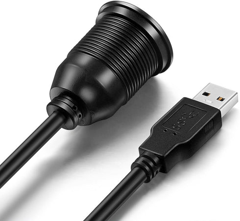 USB 3.0 Male to Female AUX Flush Mount Car Extension Cable, 6 Feet, Black