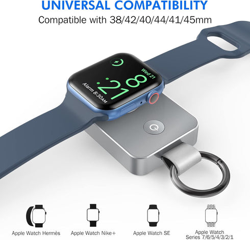 i.VALUX 2000mAh Portable Keychain Charger for Apple Watch Series 9/8/7/6/5/4/3/2,Wireless Travel iwatch Charger USB C Charging Cable Smart Power Bank