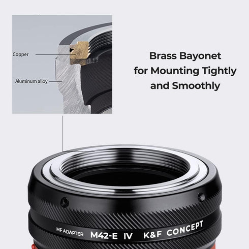 K&F Concept Lens Mount Adapter M42-NEX IV, Manual Focus for M42 Lens and Sony E Mount Camera Body