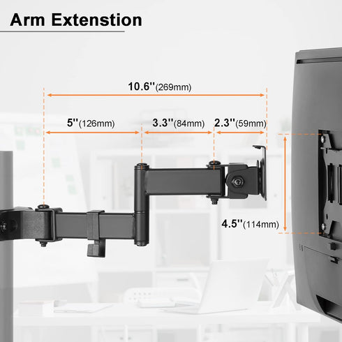 PUTORSEN Universal VESA Pole Mount, Full Motion TV Pole Mount Fits 17 to 32 inch Screens, with Removable 75mm and 100mm