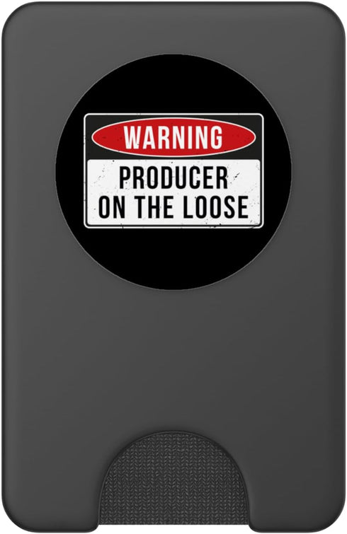 Funny Producer Gift Ideas Warning Sign - Producer On The Loose Funny Job Quote PopSockets PopWallet for MagSafe
