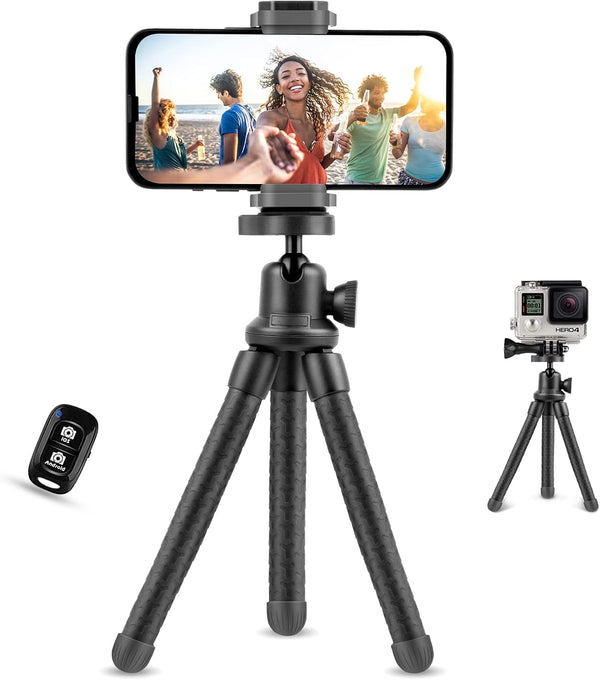 UBeesize Phone Tripod, 12 Inch Flexible Cell Phone Tripod Stand Holder with Wireless Remote Shutter & Universal Phone