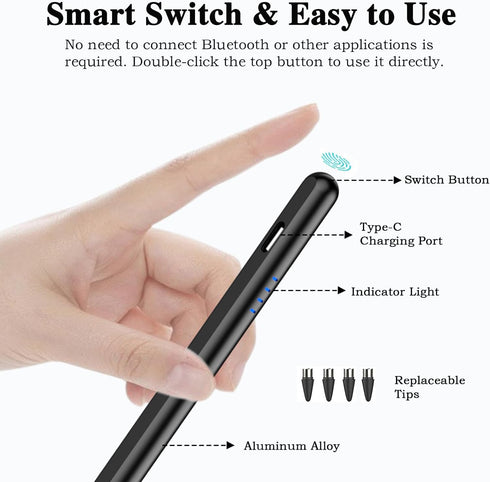 Luntak 4 Stylus Pen for Android and IOS Touch Screen Pen,Tablet Pencil with Pom Tip,Magnetic Phone Stylus Compatible