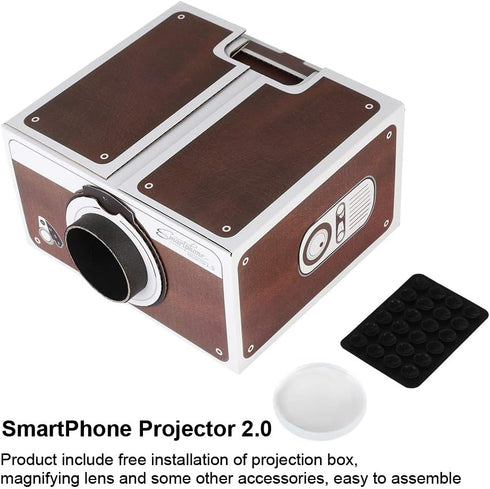 Yoidesu Home Projector Mini Projector DIY Smartphone Projector 2.0 & Entertainment Device, Portable Smart Projector for