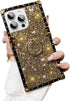 for Samsung Galaxy S24 Plus S24+ Bling Case - Fashion Box Trunk Design Glitter Cute Gold Square Corner Soft Cover with