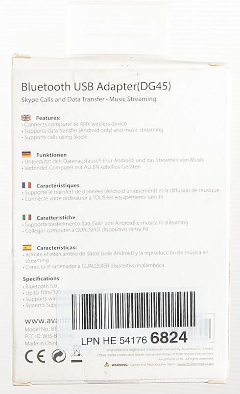 Avantree DG45 USB Bluetooth 5.0 Adapter for PC, Wireless Dongle for Desktop Laptop, Transfer for Headphones Speakers