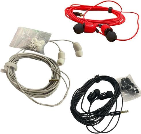 3 Pack 10FT Earbuds 3.5mm Stereo 3 Pole Headset Earphones 3 Meter Long Extension Wired Cord Cable Earphone Monitor in-Ear Headphone for Live Streamer Webcast Broadcast Phone Computer