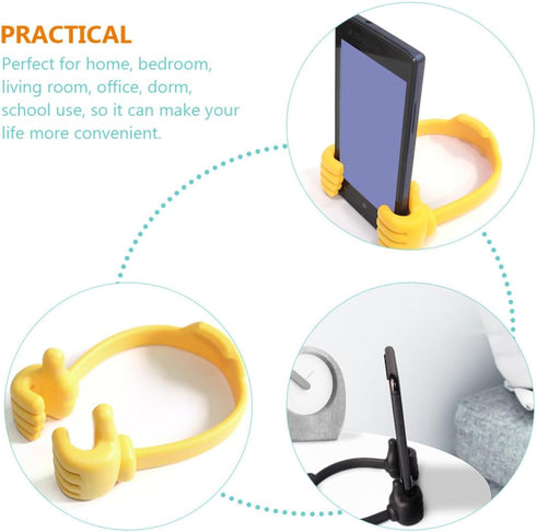 FONDOTIN 2pcs Thumb Gesture Phone Supports Creative Smartphone Brackets for Office and Home Use Black and Yellow Cell
