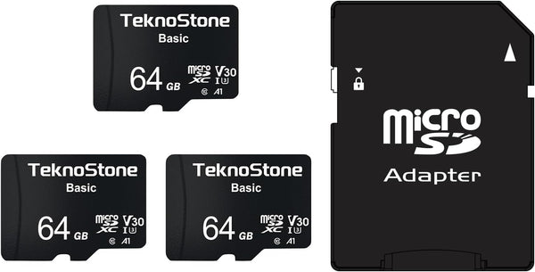 Teknostone Basic 64GB MicroSDXC Flash Memory with Adapter 90MB/s Read 50MB/s Write UHS-I