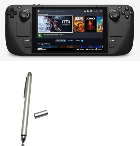 BoxWave Stylus Pen Compatible with Valve Steam Deck - DualTip Capacitive Stylus, Metallic Silver