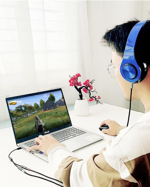 Headphone Splitter 3.5mm Mic and Audio Y Splitter TRRS Headset Adapter Cable for PC, Laptop, Android, Smartphones
