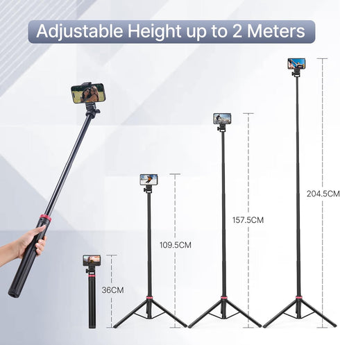 ULANZI MT-79 81" 1/4" 180 2.2lb Extendable Tripod Aluminum Portable Adjustable Light Stand w Screw, Rotation Camera