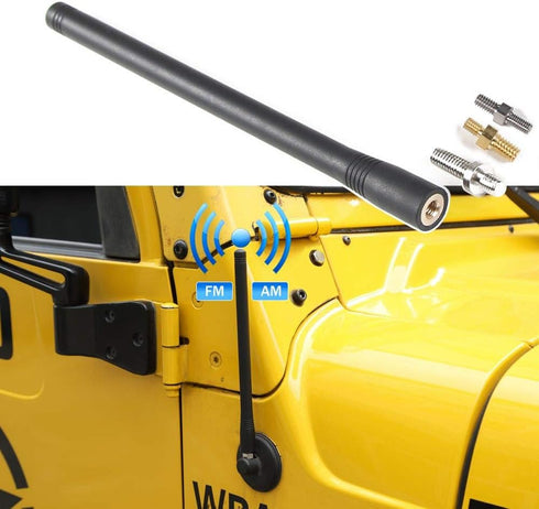 JeCar 7.5 Inch Reflex Short Antenna Replacement for 1997-2025 Jeep Wrangler TJ JK JL, Optimized FM/AM Reception