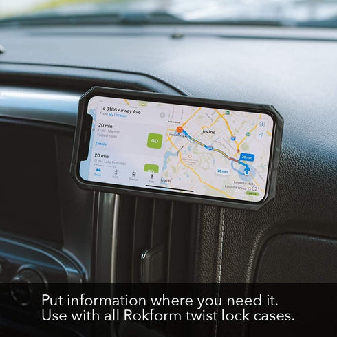 Rokform Phone Case Mount - Secure Aluminum Dash Holder, Compatible Twist Lock Cases (Black)