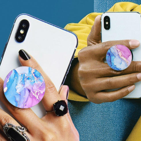 (6 Pack) Collapsible Cell Phone Grip for Smartphones, Expanding Holder - Pink Purple Gray Marble
