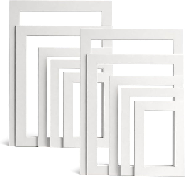 Xelsluthe 10 Pack Picture Mats for Frames, Picture Frame Mats Core Bevel Cut