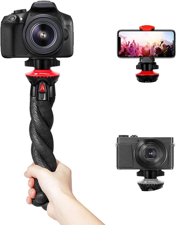 Camera Tripod Fotopro Flexible Phone Tripod, Bendable Tripod for Mini Camera, Handheld Stand for iPhone Vlogging
