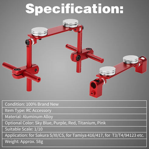 1/10 Keenso Flat Magnet for RC Car Body Shell Mount Kit for HSP RC Racing Car(Red)