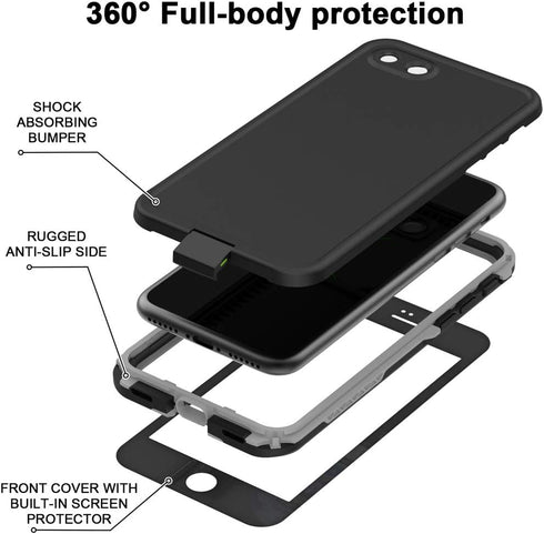 Diverbox Waterproof Case for iPhone SE 2020, iPhone 8, Shockproof IP68 Full-Body Sturdy Case with Built-in Screen