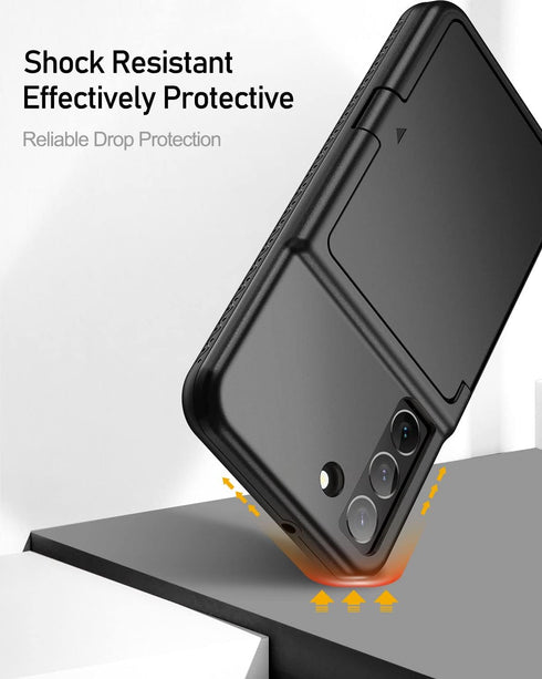 WeLoveCase Samsung Galaxy S22 Wallet Case with Credit Card Holder & Hidden Mirror, Shockproof Protection Cover (Black)