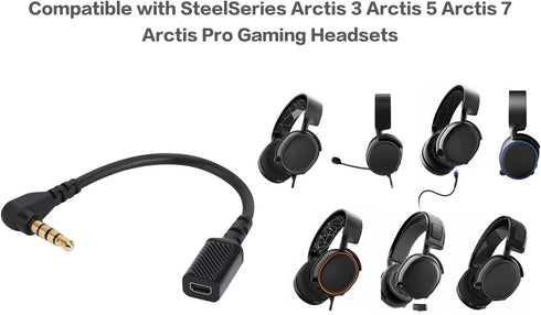 3.5mm Audio Cable Adapter for Arctis 3 5 7 Pro, Compatible with SteelSeries Arctis 3 Arctis 5 Arctis 7 Arctis Pro Gaming Headsets, Good Conductivity Male to Female Conversion Cable, 0.12 meters