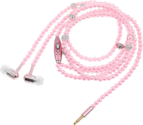 in-Ear Earphones with Mic - Wired Headset with Remote and Mic Hands-Free Pearls Chain Universal Earphone for Girls