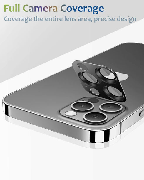 Tamoria 2 Pack Camera Lens Protector for iPhone 13 Pro/Pro Max, Metal & Tempered Glass, LIDAR Support, Anti-Explosion,