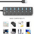 SNLLMZI 7-Port 3.0 4ft/1.2m Pro,PS4/5,Flash USB Hub for Laptop, USB Hub Splitter with Individual On/Off Switches