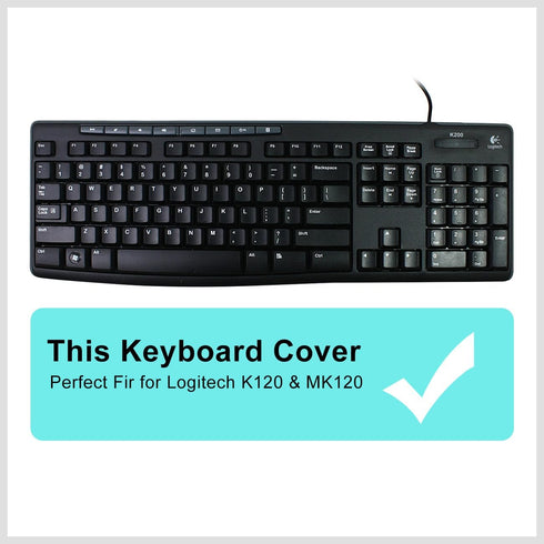 Keyboard Skin for Logitech K120 & MK120 Ergonomic Desktop USB Keyboard - US Layout, Waterproof, Anti-Dust